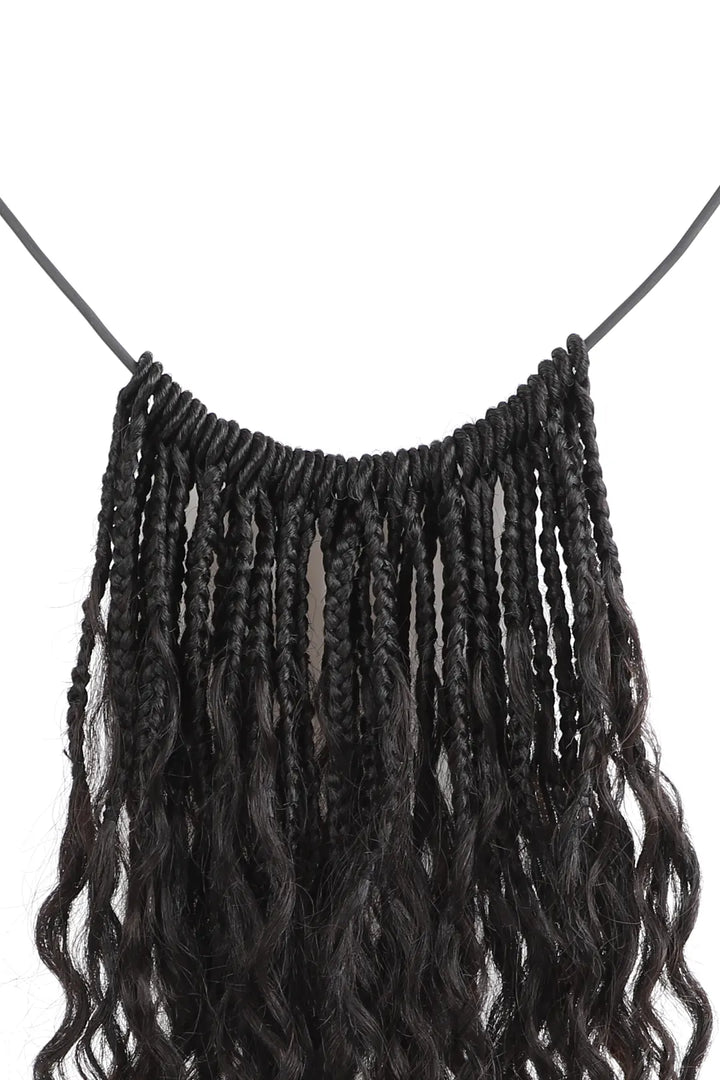 10 Inch Short Boho Bob Crochet Box Braids with Human Hair Curls BB01