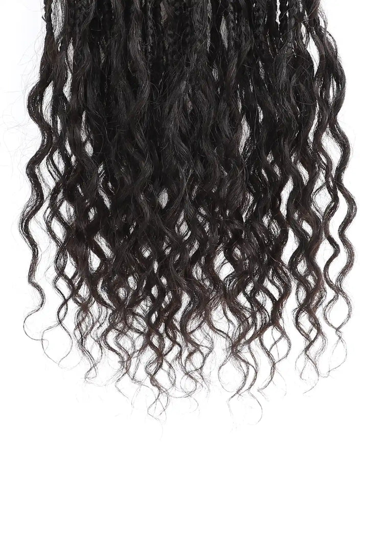 10 Inch Short Boho Bob Crochet Box Braids with Human Hair Curls BB01