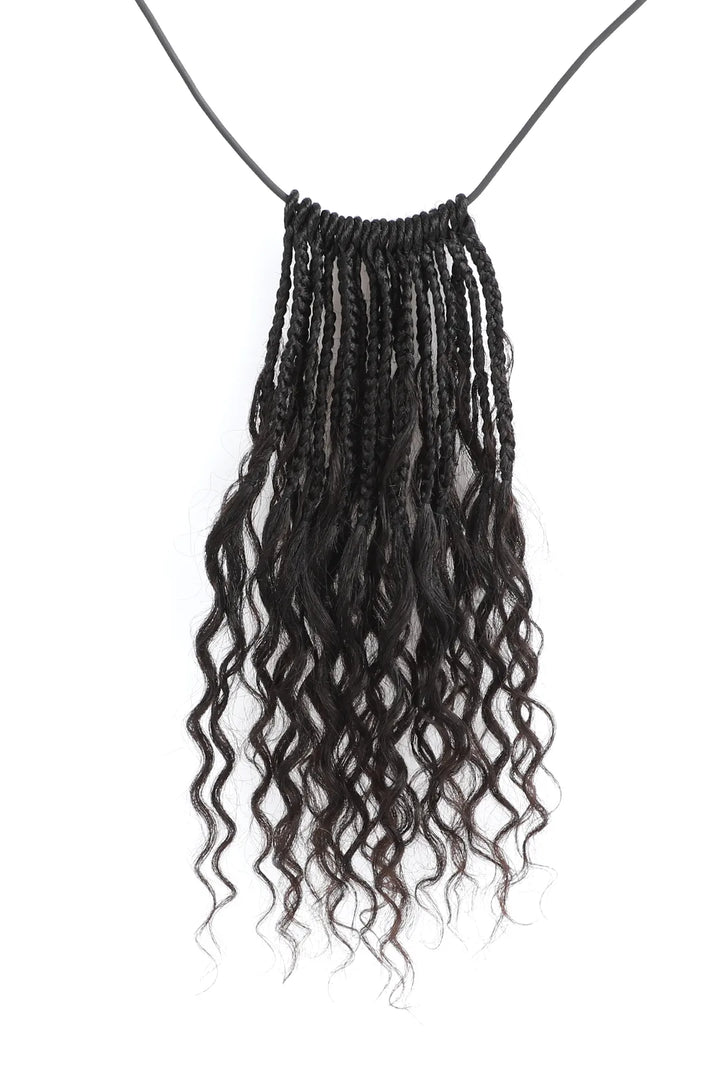 10 Inch Short Boho Bob Crochet Box Braids with Human Hair Curls BB01