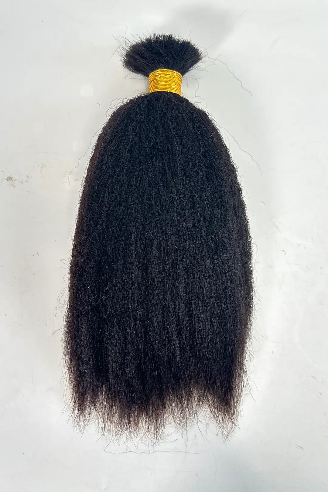 Double Drawn Kinky Straight Bulk Human Hair For Braiding Natural Black 12 Inch