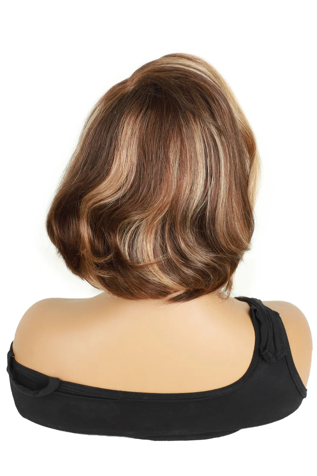 13x4 Lace Front Side Part Highlight Brown Wave Bob Wig Back