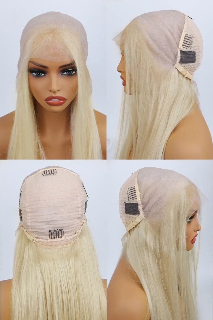 Perruque en dentelle HD sans colle 13x6, couleur blond cendré - HD52