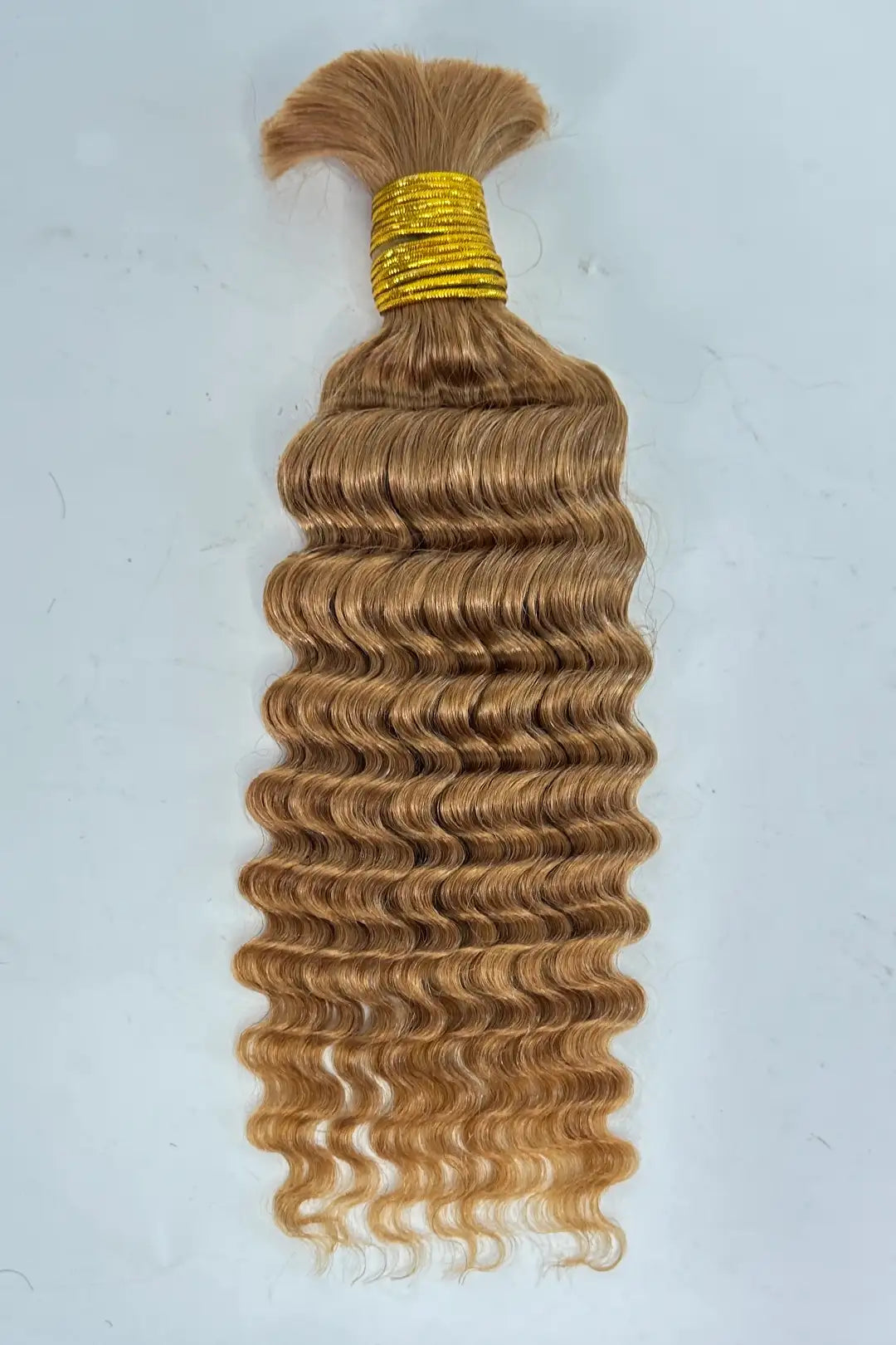 Double Drawn Deep Wave Bulk Human Hair For Braiding 14 Inch 27# Medium Blonde