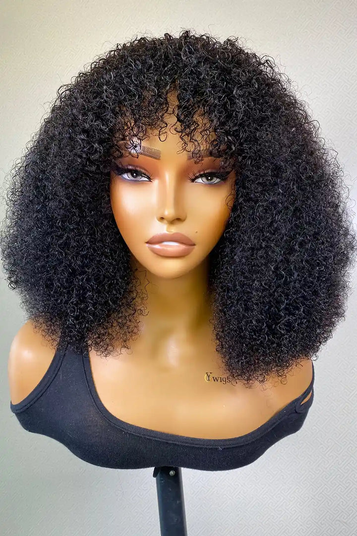 Designer Wigs - Jerry Curly No Lace Scalp Top Glueless Short Wig With Bangs