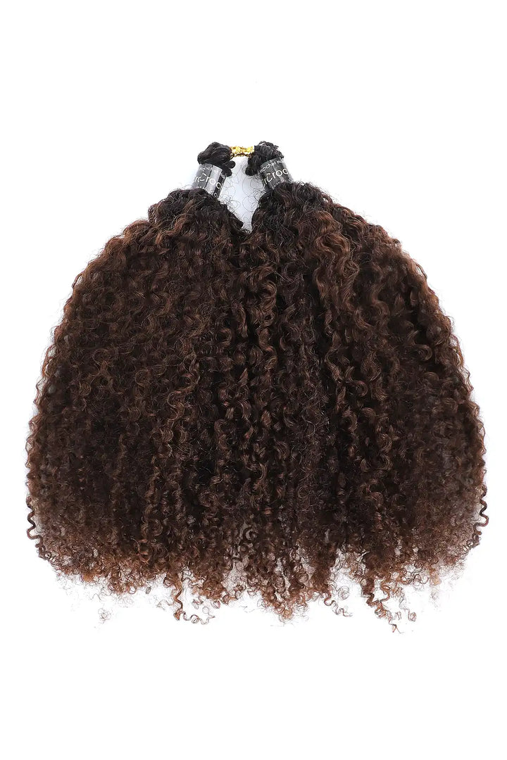 #1B/4 Two-tone Color Tight Curly Feather Crochet Human Hair