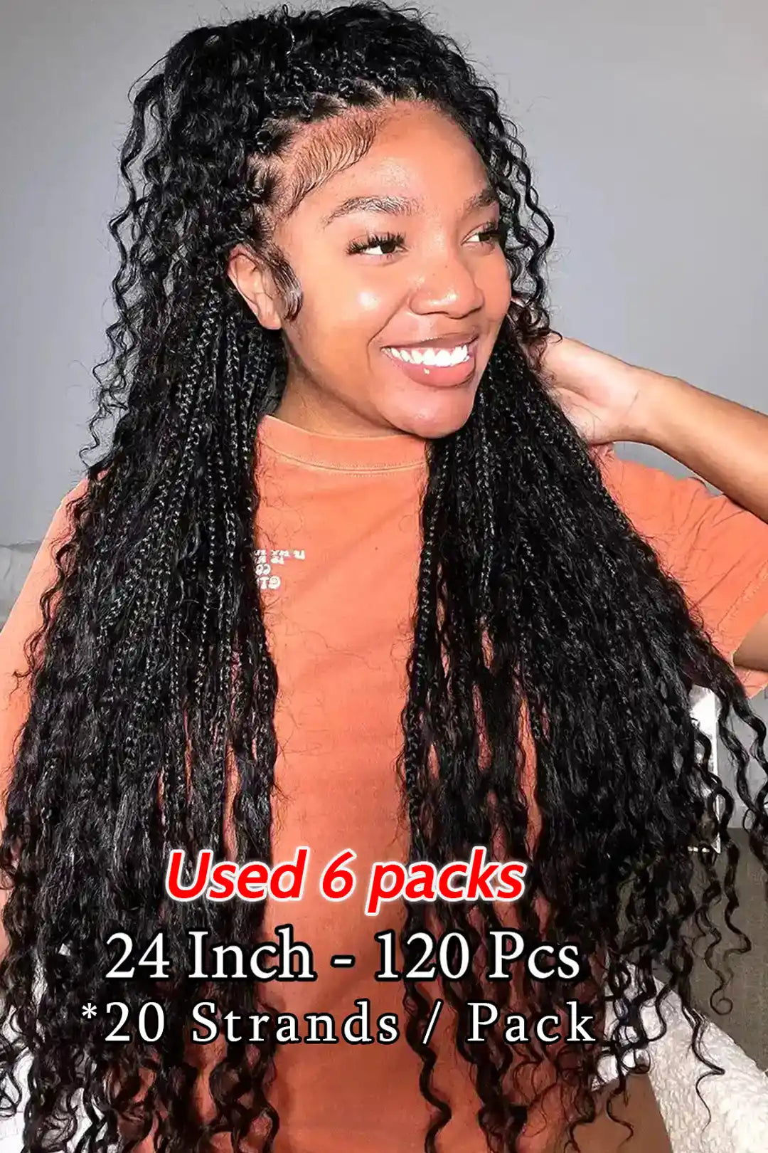 Boho Knotless Box Braids Crochet with Human Hair Curls