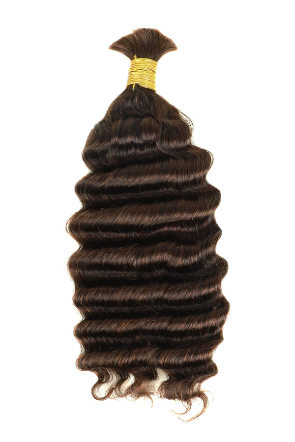 # 4 Cheveux humains en vrac brun foncé à vague profonde pour tresser BU21
