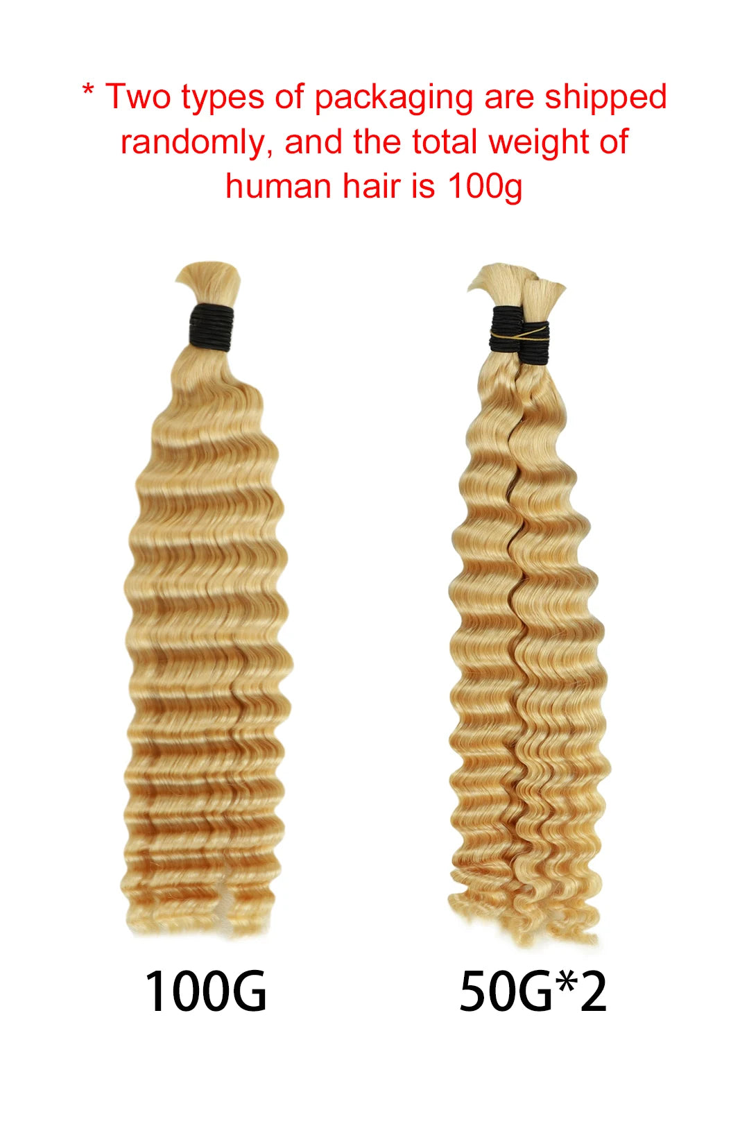 Mèches de cheveux humains blonds ondulés profonds 613 pour tressage BU04