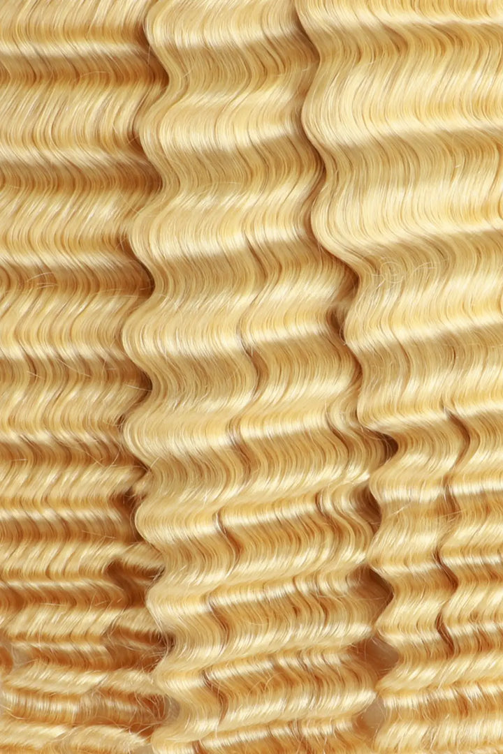 Mèches de cheveux humains blonds ondulés profonds 613 pour tressage BU04
