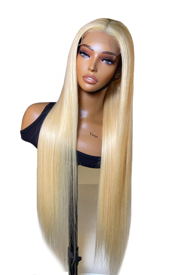 Blonde HD Spitzeperücke 5x5 Frontal kleblos glattes Haar