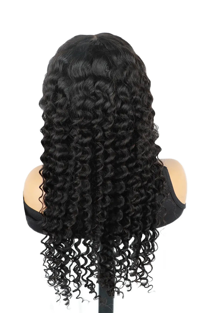 Perruque Lace Closure Wig Deep Wave naturelle noire, 7x7 HD