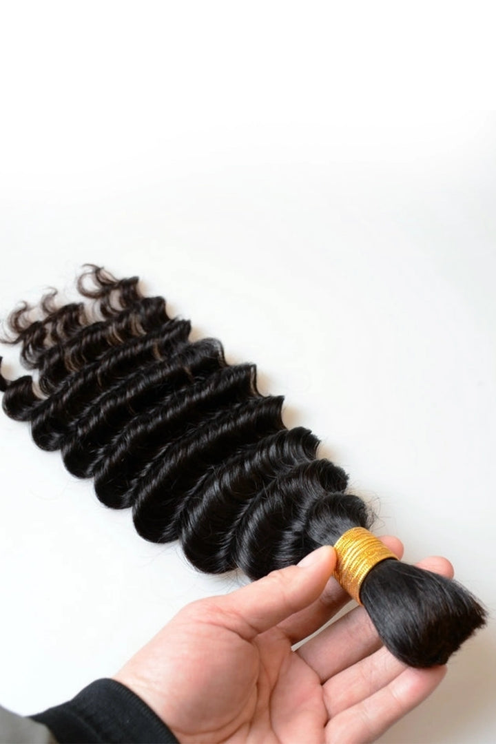 Double Drawn Deep Wave Bulk Human Hair For Braiding BU03