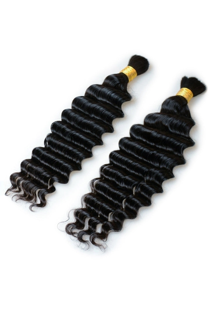 Double Drawn Deep Wave Bulk Human Hair For Braiding BU03