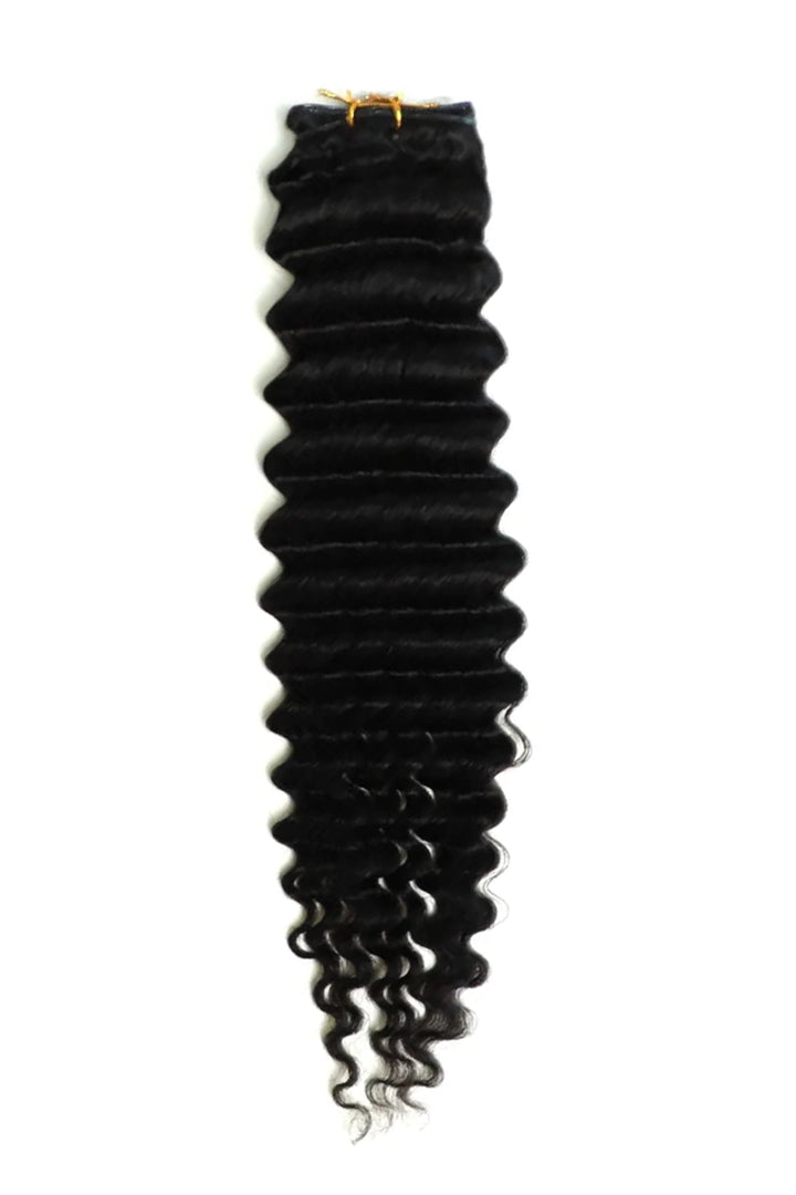 Genius Weft - Cabello virgen negro natural de ondas profundas ultrafino