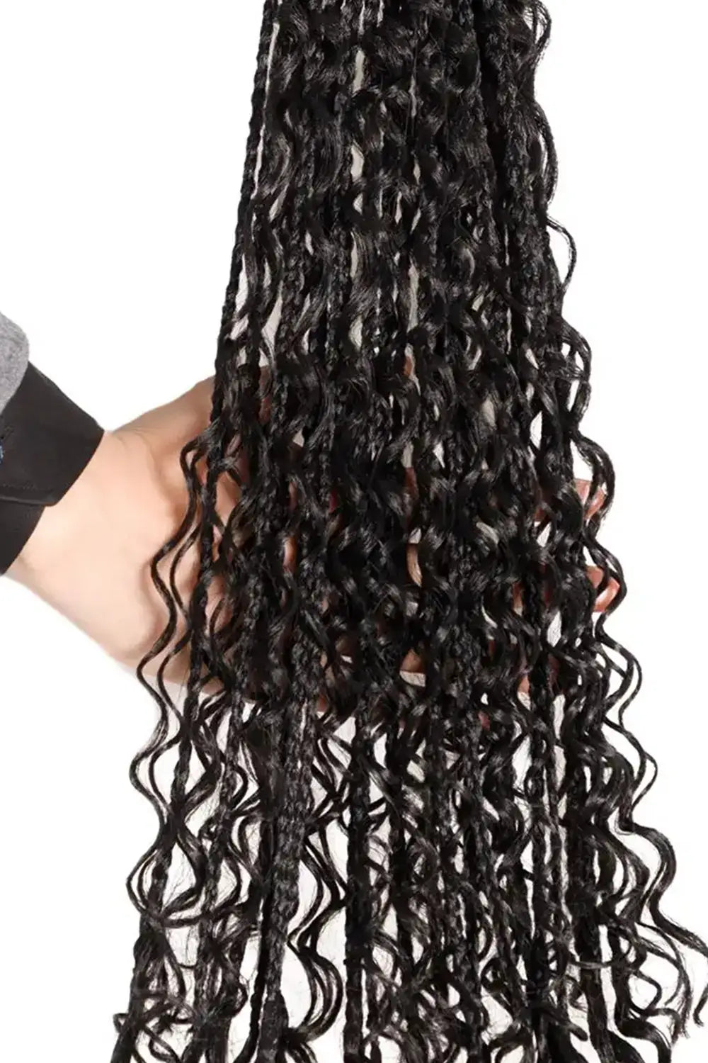 Box Braids Crochet with Human Hair Curls