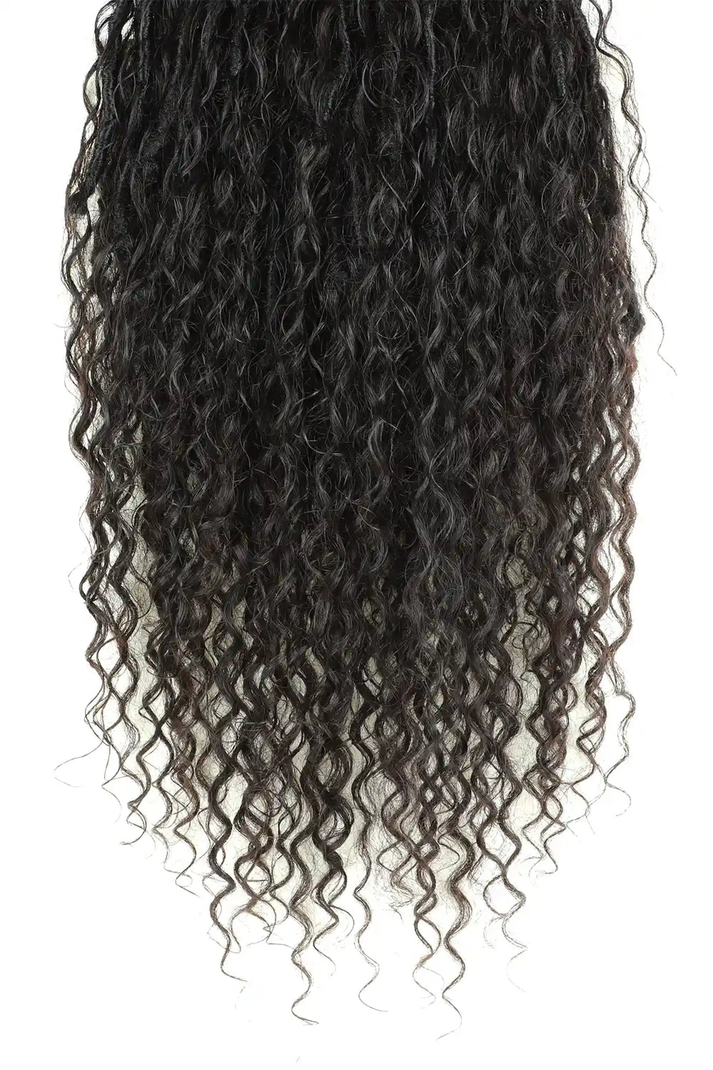 Braid Ponytail Faux Locs Braids with Human Hair Curls Drawstring 3