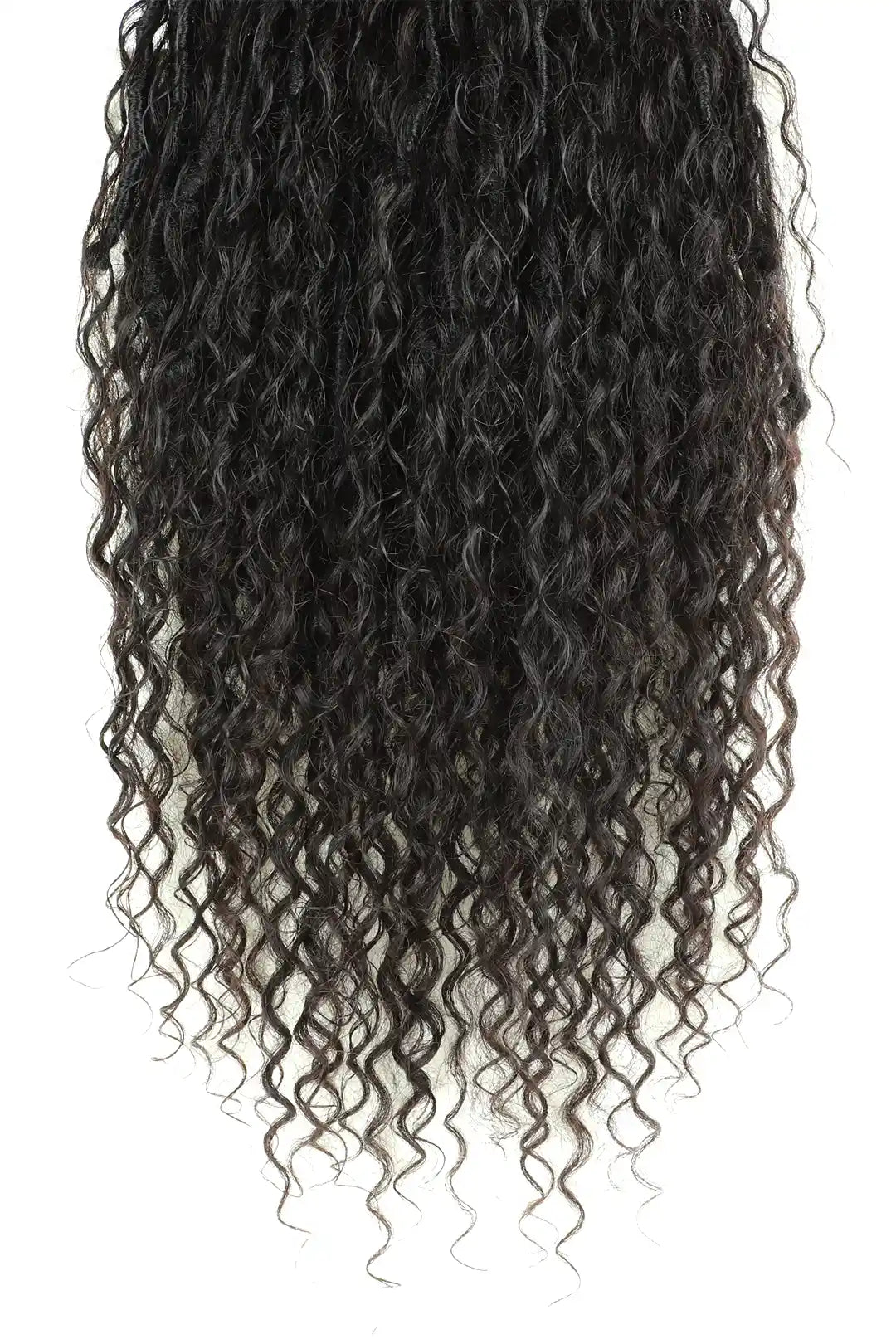 Braid Ponytail Faux Locs Braids with Human Hair Curls Drawstring 3