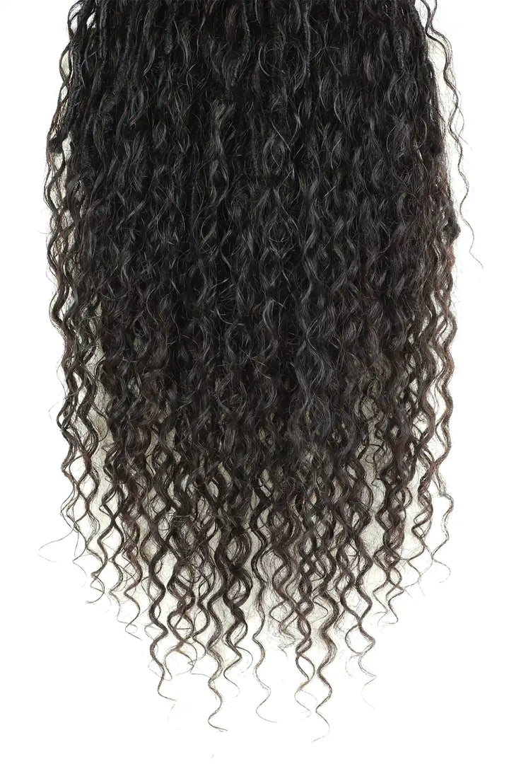 Braid Ponytail Faux Locs Braids with Human Hair Curls Drawstring 3
