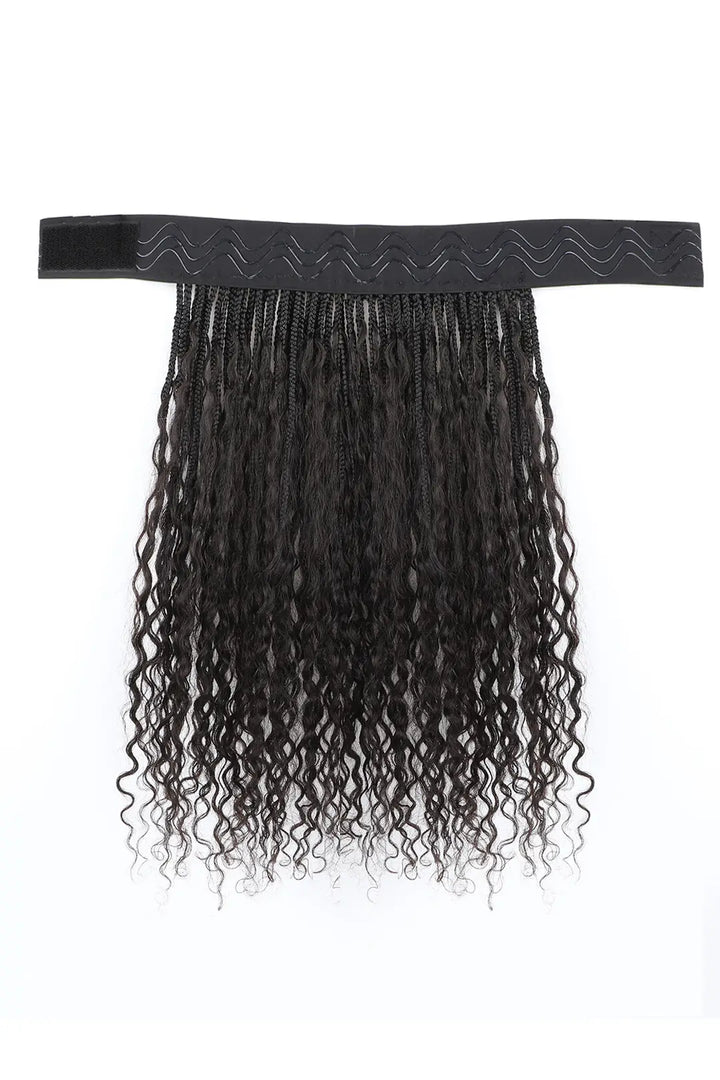 Geflochtenes Stirnband im Boho-Stil mit menschlichen Haarlocken BH01