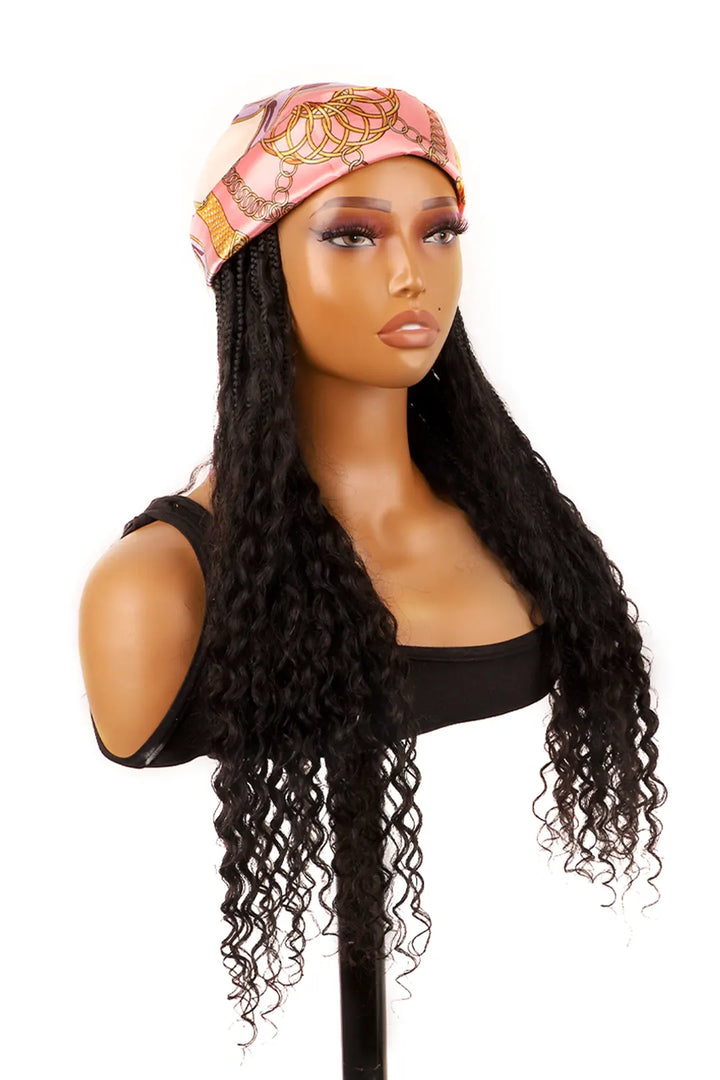 Geflochtenes Stirnband im Boho-Stil mit menschlichen Haarlocken BH01