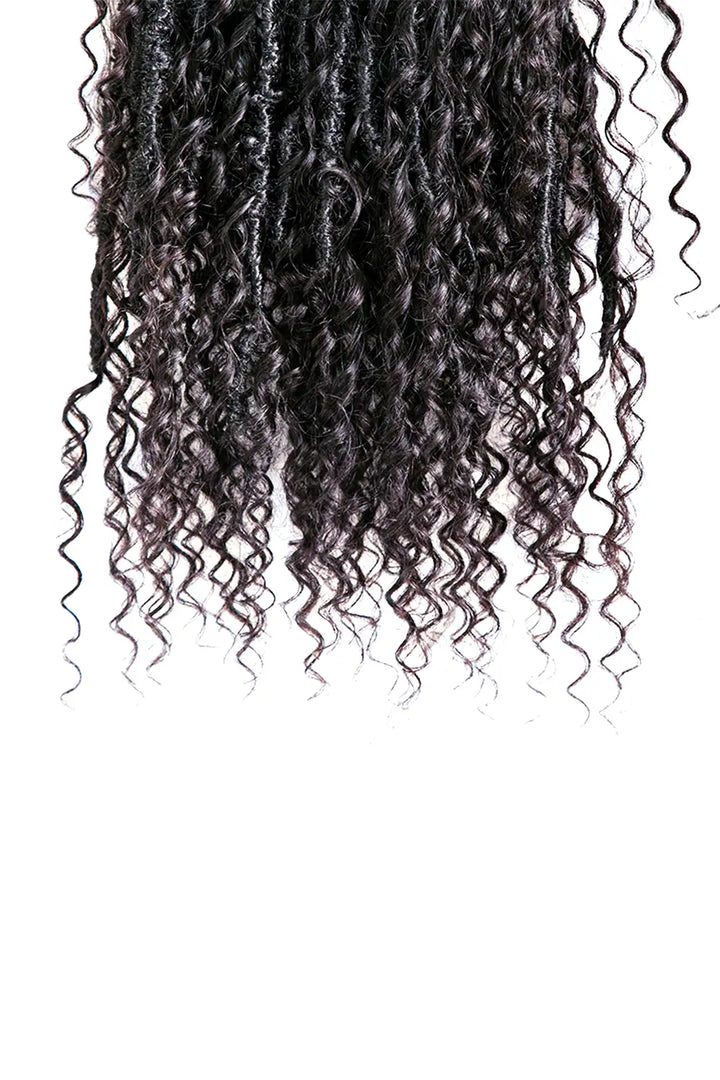 Crochet Faux Locs Braids with Human Hair Curls Pre-Looped 3
