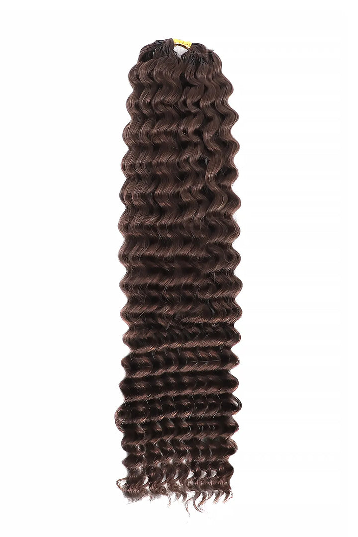 Dark Brown Water Wave Feather Crochet Human Hair Extension FE35 60g