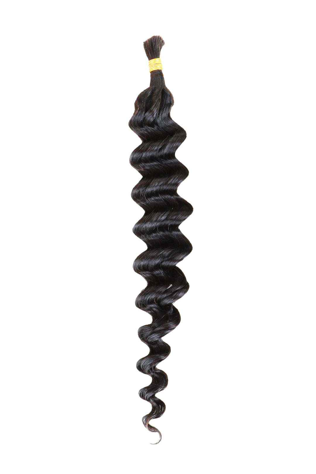 Double Drawn Deep Wave Bulk Human Hair For Braiding Natural Black 25g