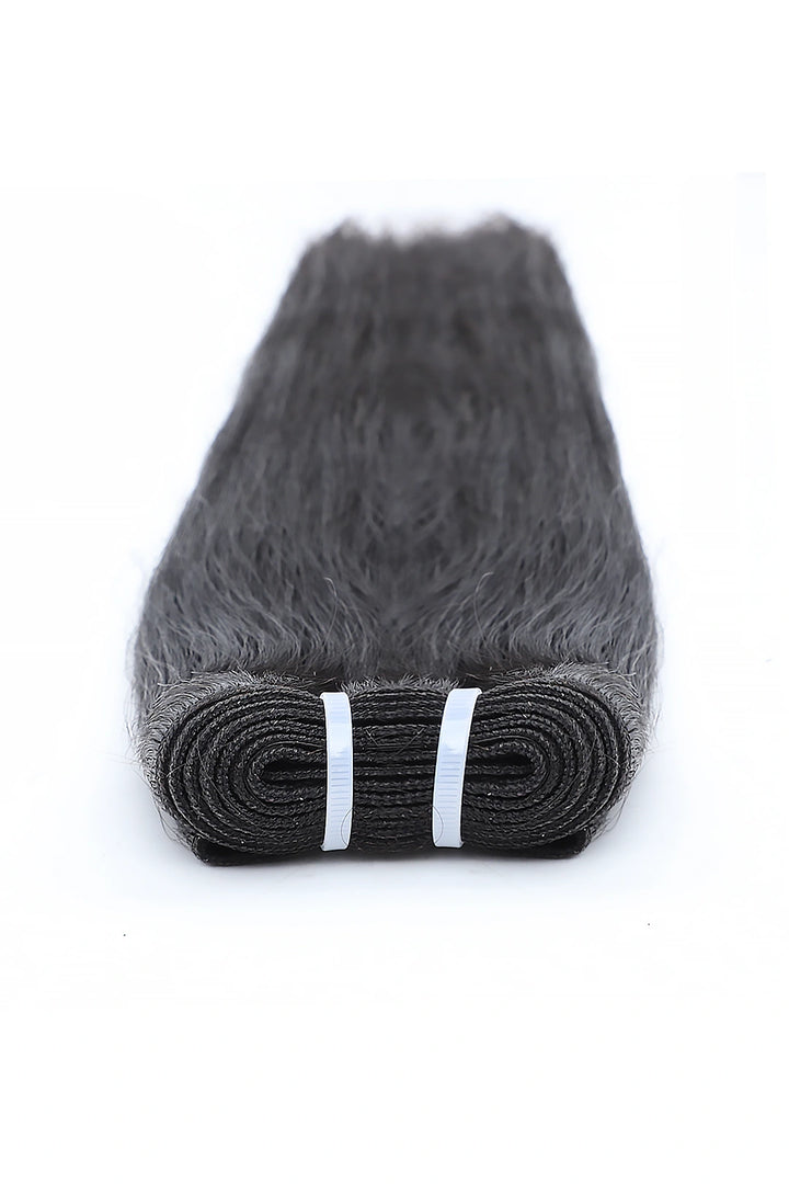 Detail of the ends of cambodia raw hair bundle straight natural color 12a