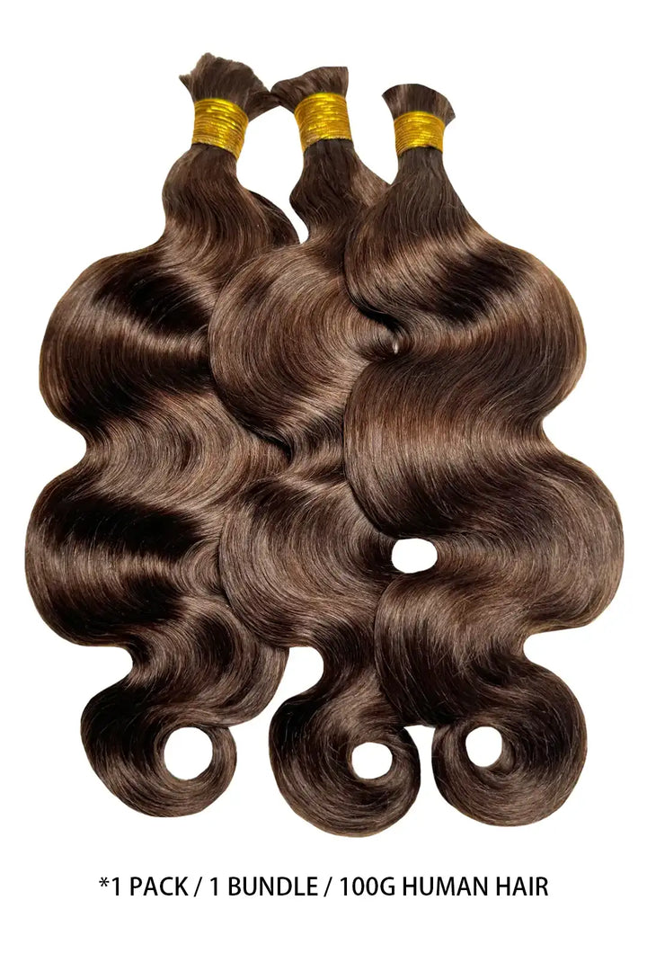 Cheveux en vrac ondulés brun foncé à double tirage pour tressage BU59