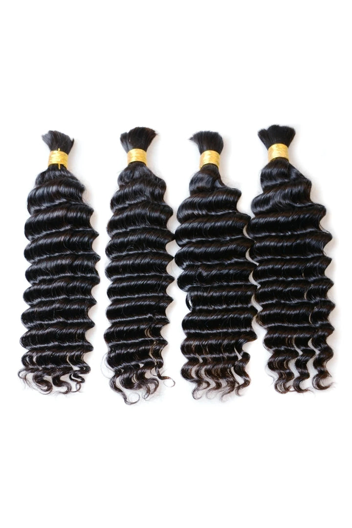 Double Drawn Deep Wave Bulk Human Hair For Braiding BU03