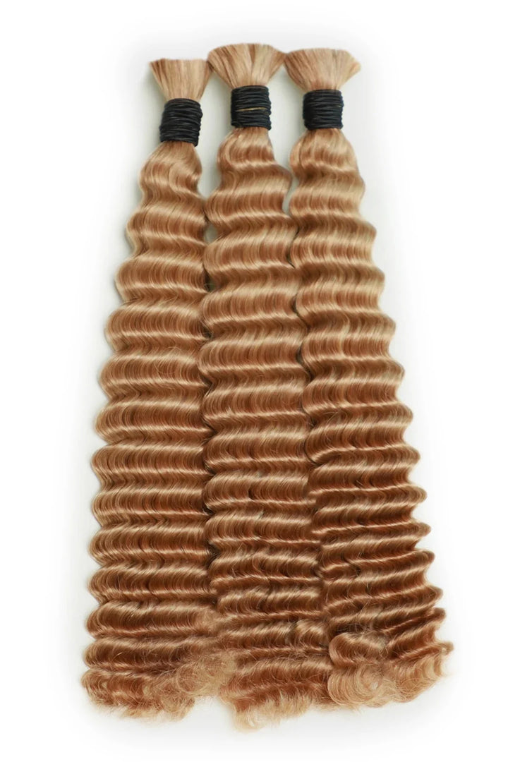 #27 Medium Blonde Bulk Hair For Braiding Deep Wave BU06