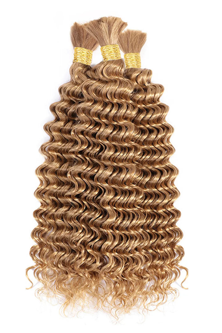Cheveux en vrac blond moyen à ondulations profondes à double tirage pour tressage BU47
