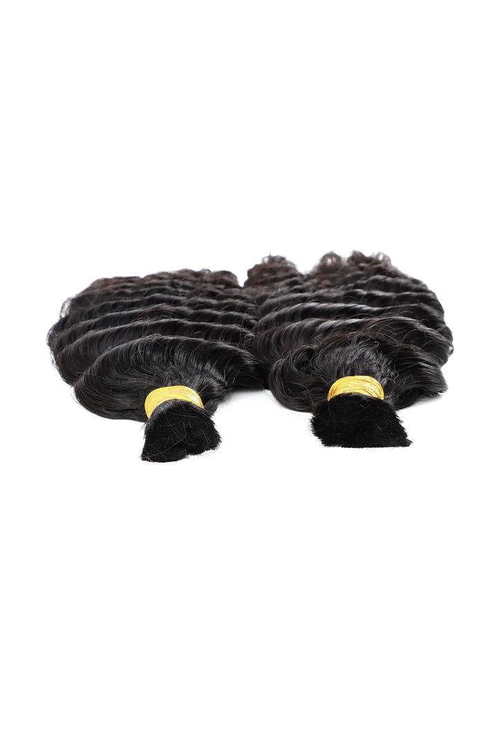 Doppelt gezogenes Jet Black Deep Wave Bulk-Menschenhaar BU57