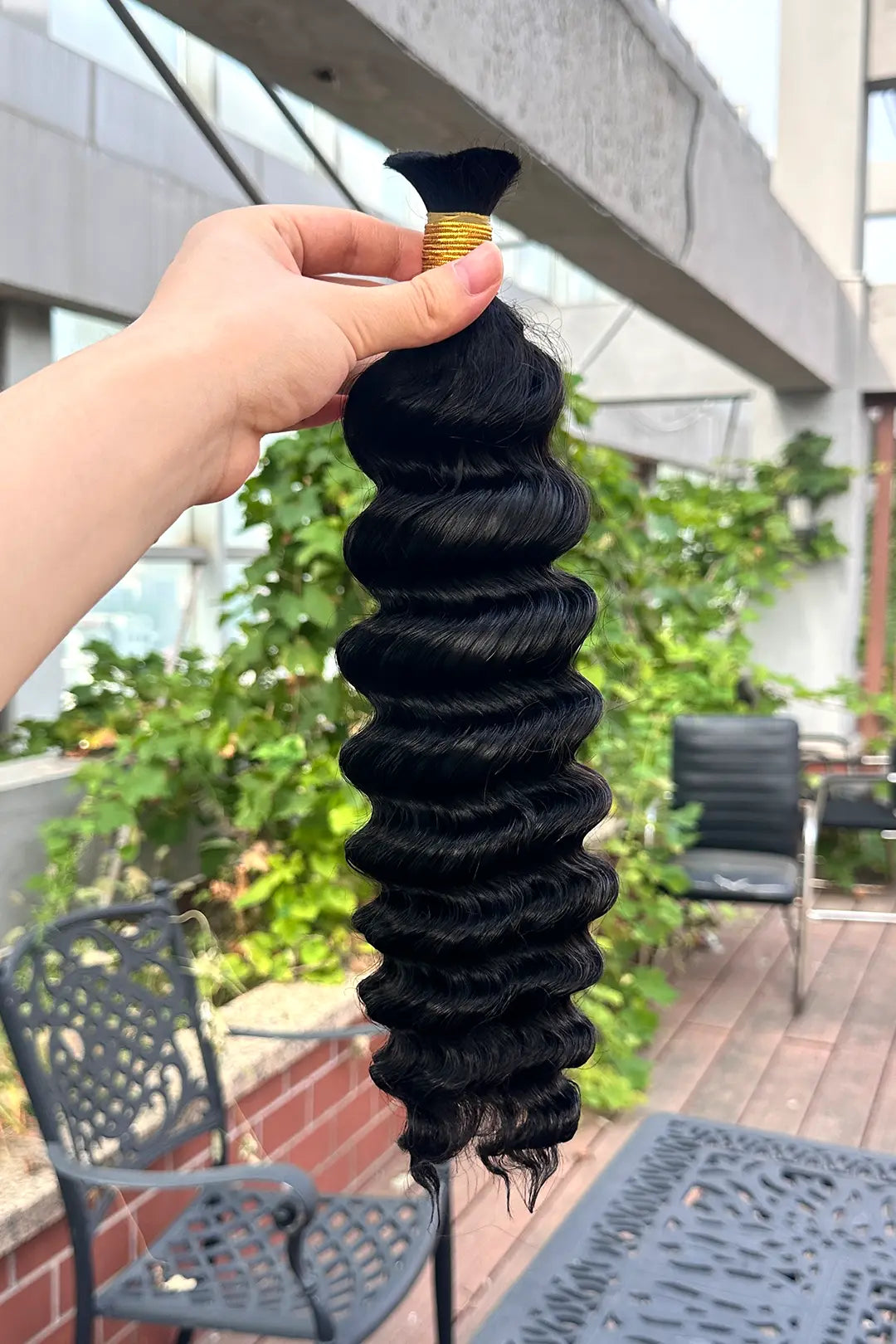Doppelt gezogenes Jet Black Deep Wave Bulk-Menschenhaar BU57