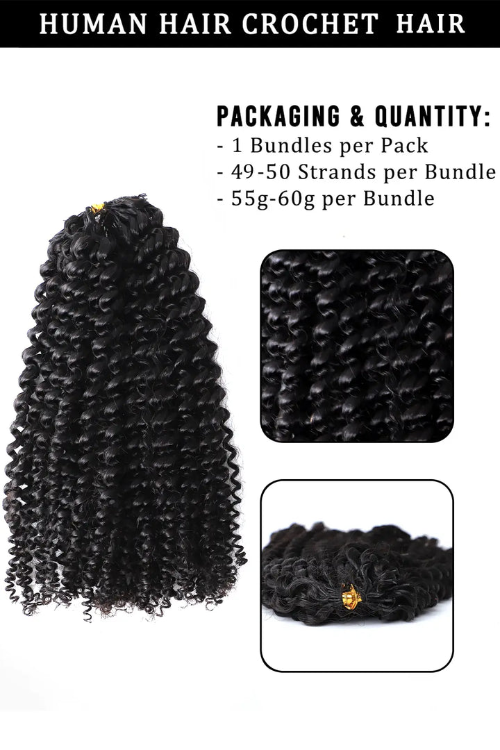 Feather Crochet Hair Extension Afro Kinky Curly Human Hair Double-Strand FE27 60g 5