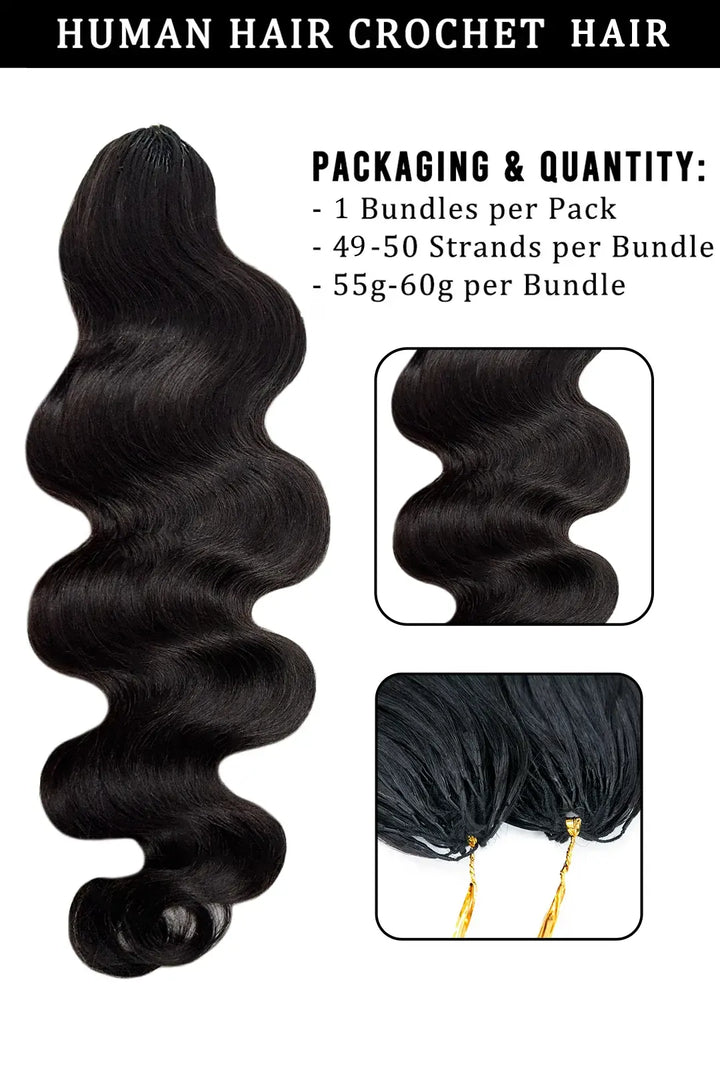 Extensión de cabello humano ondulado de pluma de ganchillo FE22 60 g