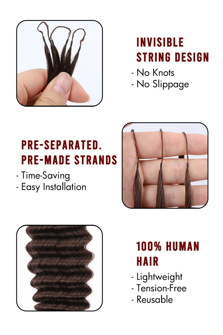 Feather Crochet Hair Extension Loose Deep Wave Human Hair Double-Strand