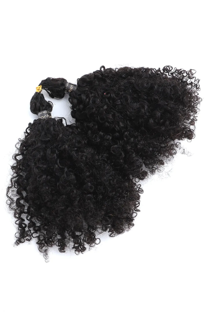 Feather Crochet Hair Extension Tight Curly Human Hair Double-Strand FE24 60g 1