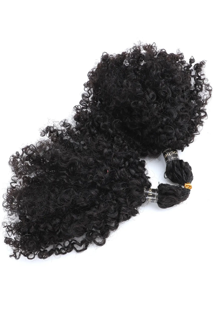 Feather Crochet Hair Extension Tight Curly Human Hair Double-Strand FE24 60g 2