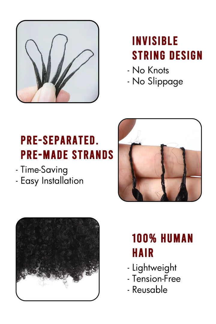 Feather Crochet Hair Extension Tight Curly Human Hair Double-Strand FE24 60g 4