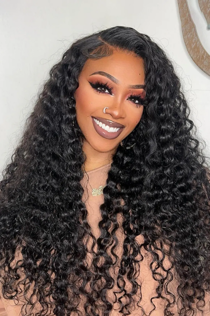 Genius Weft - Cabello virgen negro natural de ondas profundas ultrafino