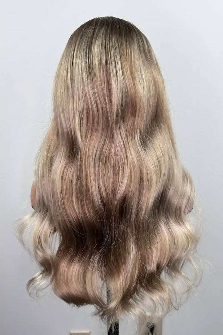 Glueless Golden Brown Body Wave Wig with 613 Highlights