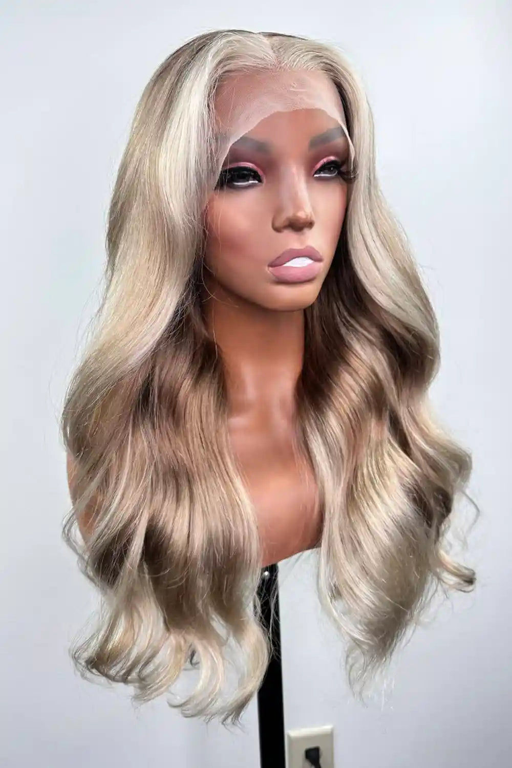 Glueless Golden Brown Body Wave Wig with 613 Highlights