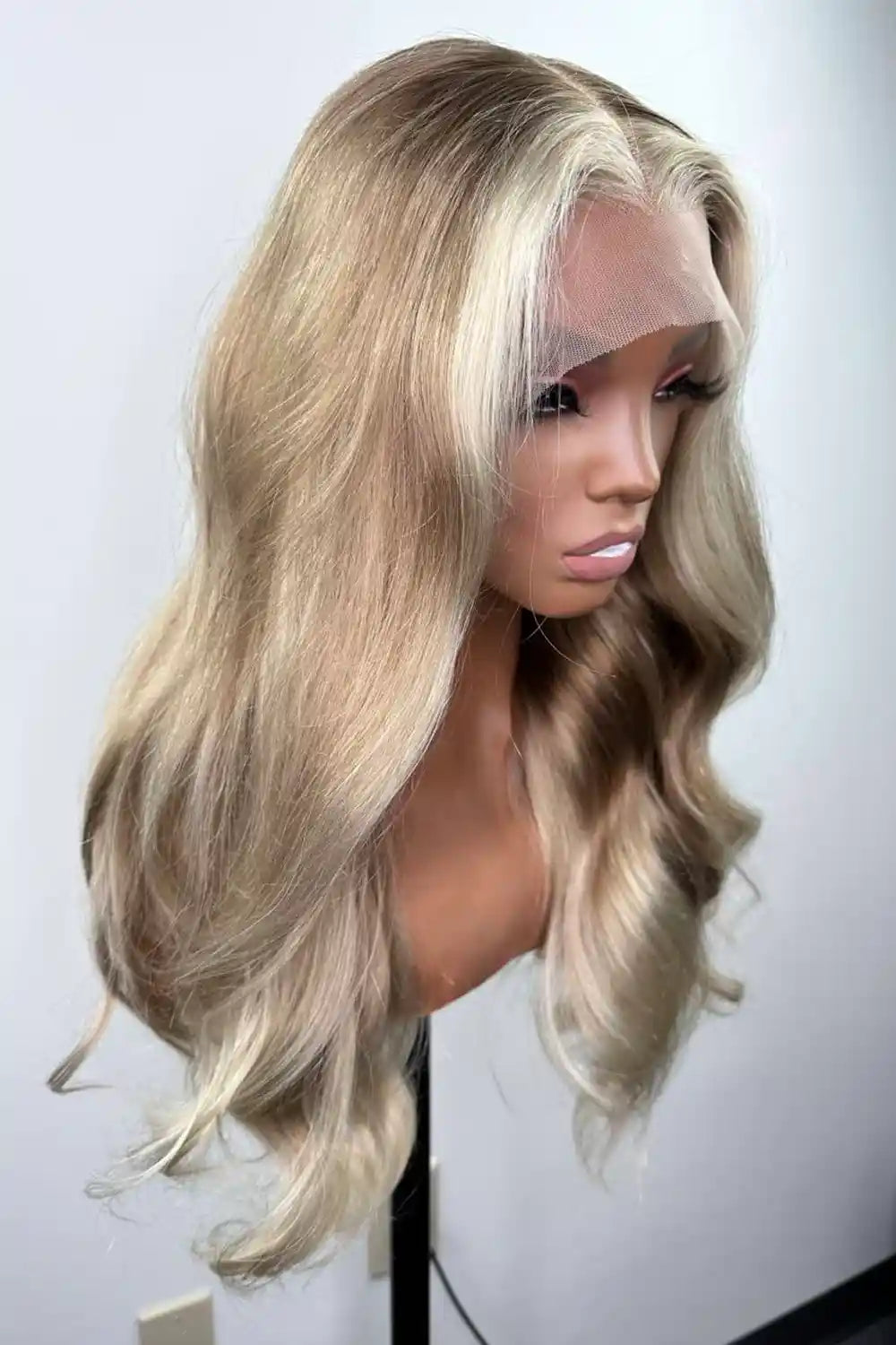 Glueless Golden Brown Body Wave Wig with 613 Highlights