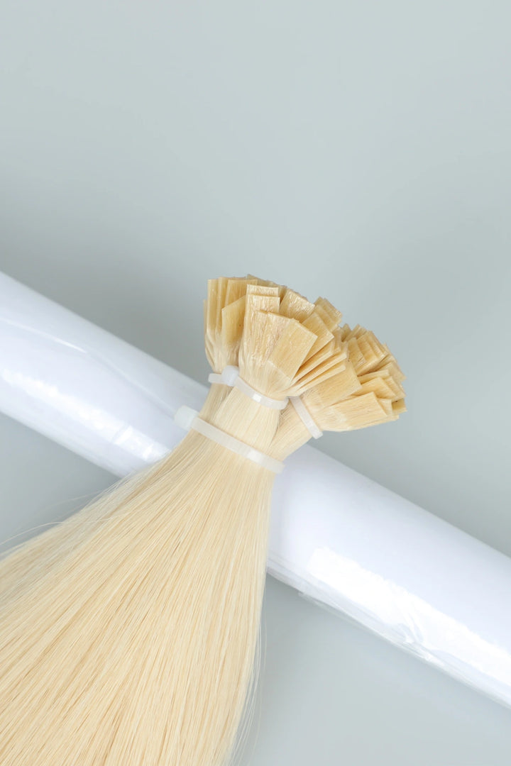 Extensions de cheveux liés à la kératine | Pointe plate | Cheveux blonds 613 #