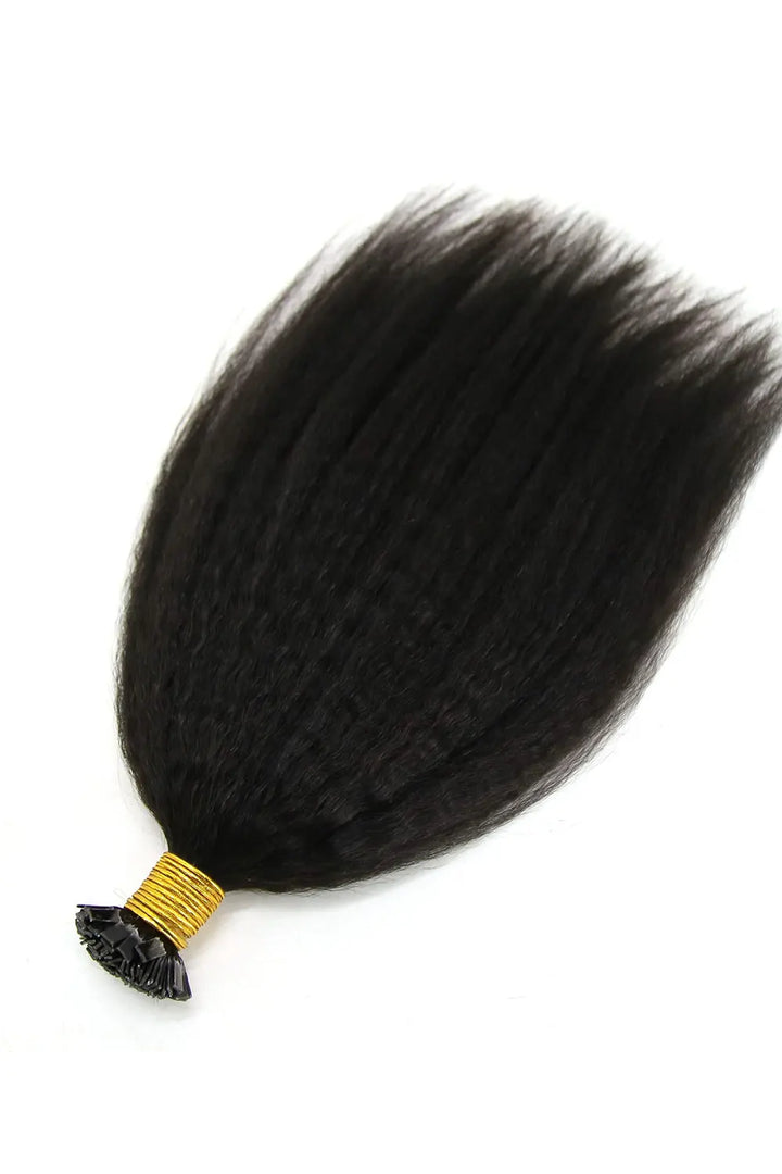 Keratin Bonded Hair Extensions K Tip Black Kinky Straight