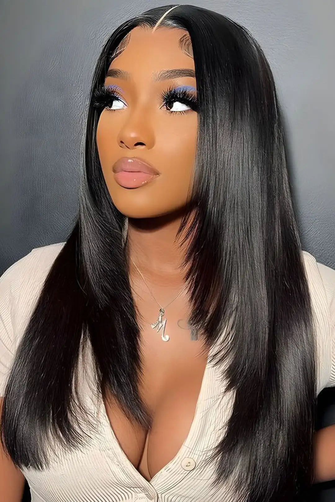 Model display picture of cambodia raw hair bundle straight natural color 12a-1