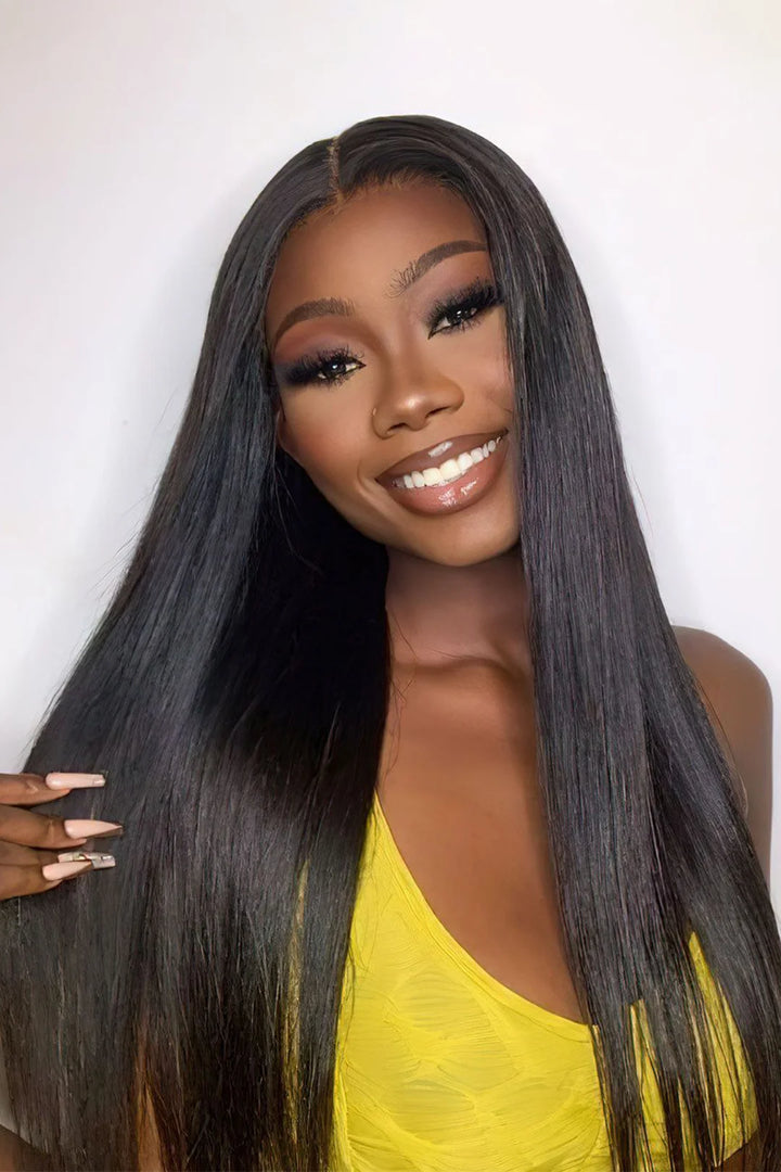 Model display picture of cambodia raw hair bundle straight natural color 12a