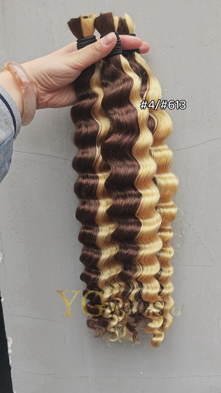 Piano Color #4/#613 Bulk Hair Deep Wave for Braiding BU34 2