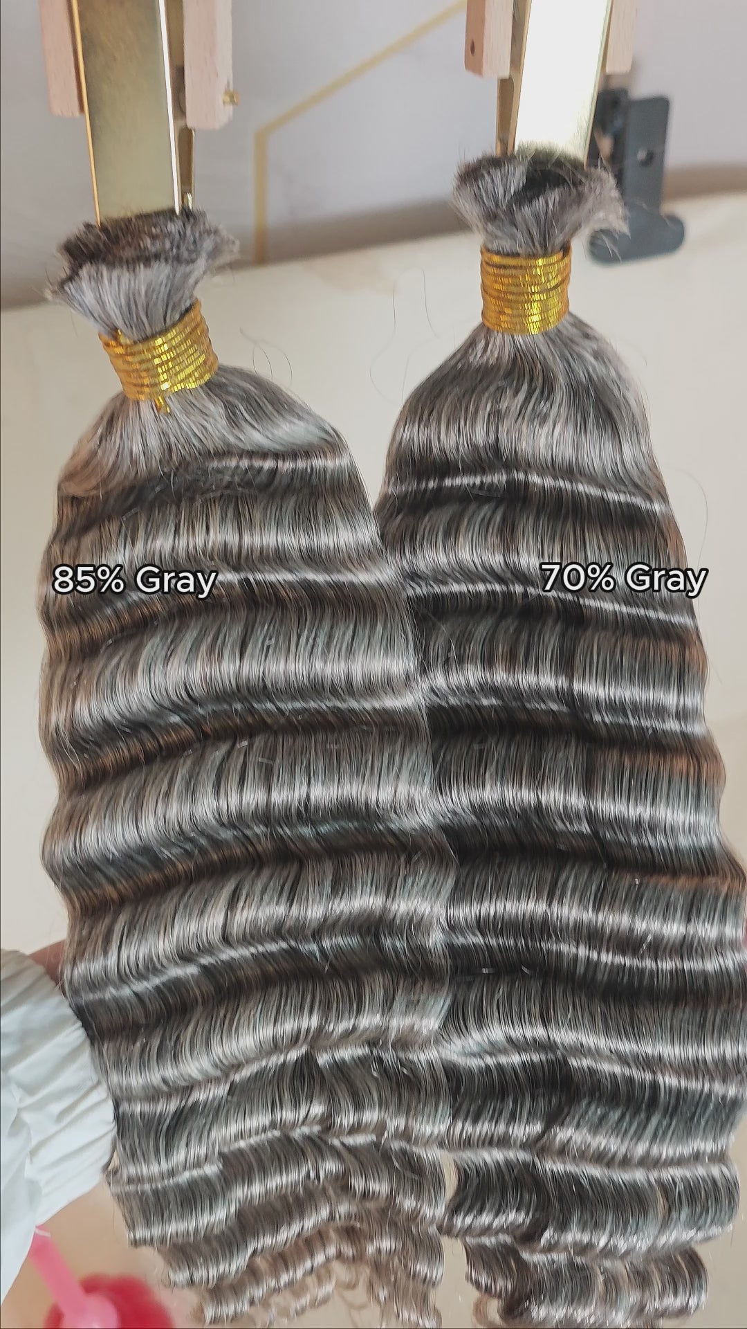 Salt and Pepper Bulk Hair Deep Wave for Braiding 70% Gray BU32